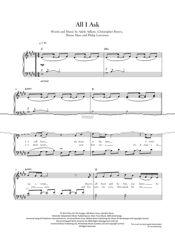 Produktgalerie: Seite 1 von 1 All I Ask, Adele, Klavier