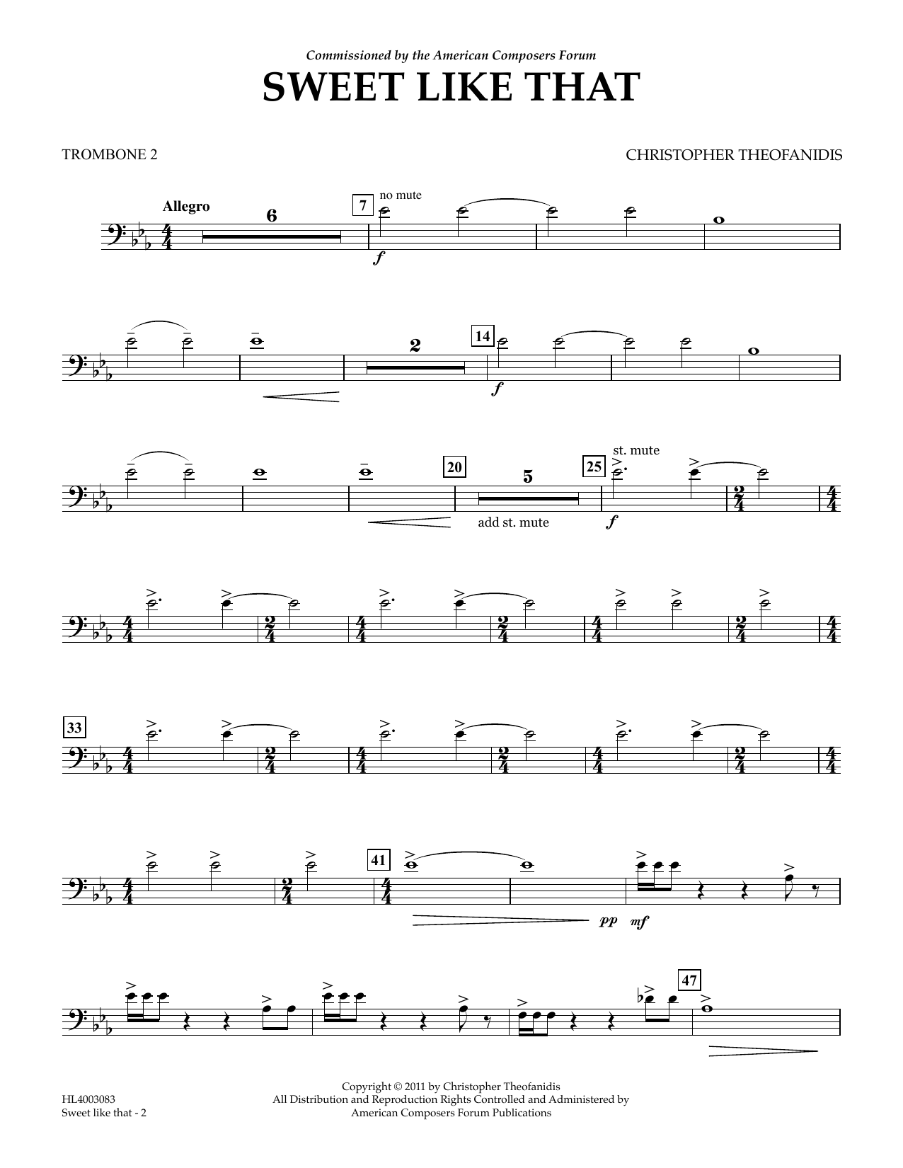 Produktgalerie: Seite 1 von 1 Sweet like that - Trombone 2, Christopher Theofanidis, Ensemble