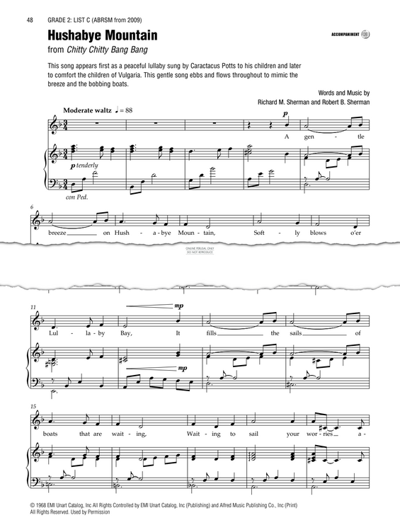Produktgalerie: Seite 1 von 1 Hushabye Mountain (from 'Chitty Chitty Bang Bang'), Richard M. Sherman, Gesang, Klavier
