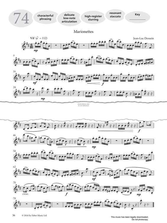 gallery: Study No.74 'Marionettes' (from 'More Graded Studies For Saxophone Book Two'), Jean-Luc Dessein, Saxophon