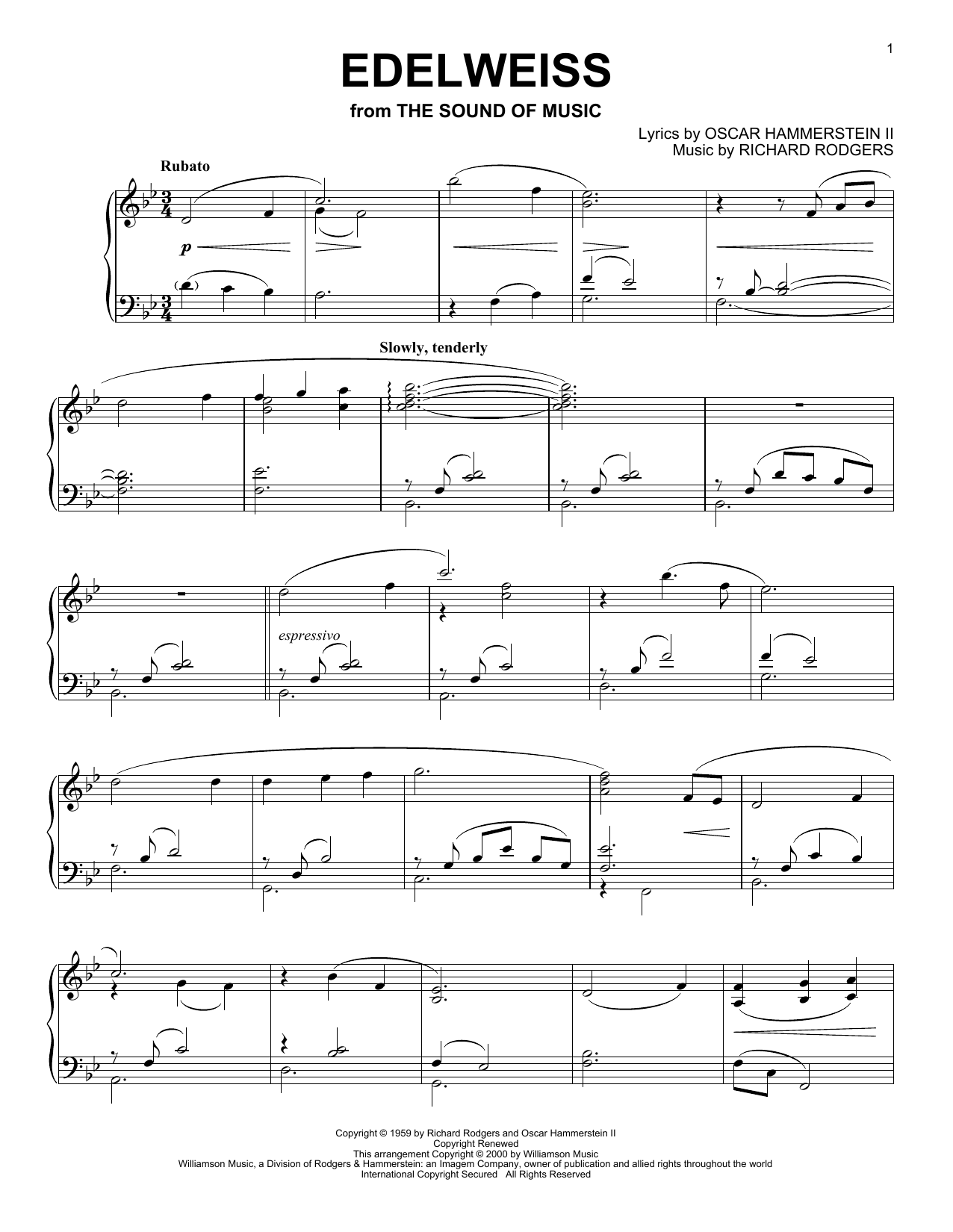 Product gallery: Page 1 of 1 Edelweiss (from The Sound of Music), Rodgers & Hammerstein