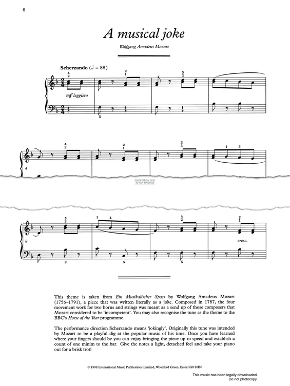 Product gallery: Page 1 of 1 A Musical Joke, Wolfgang Amadeus Mozart