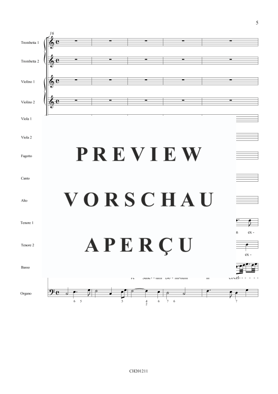 Produktgalerie: Seite 6 von 11 Te Sanctum Dominum - Concerto in Festo Trinitatis, , Gemischtes Ensemble SATTB, 2 Trompeten, 2 Violinen, 2 Violen, Fagott und BC