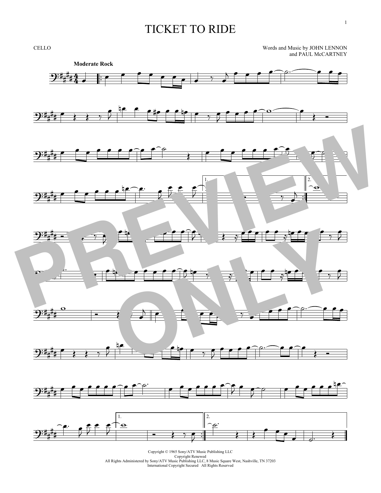 Produktgalerie: Seite 1 von 1 Ticket To Ride, The Beatles, Violoncello