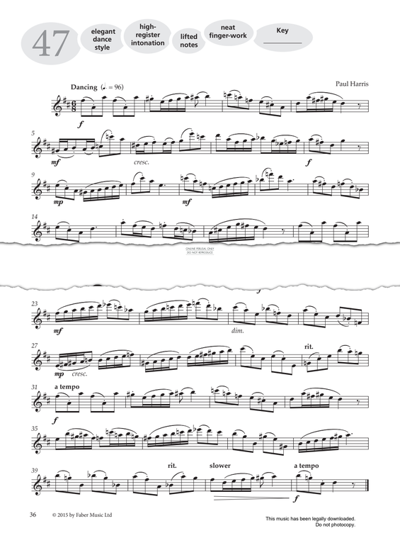 Product gallery: Page 1 of 1 Study No.47 Dancing (from 'More Graded Studies For Flute Book One'), Paul Harris