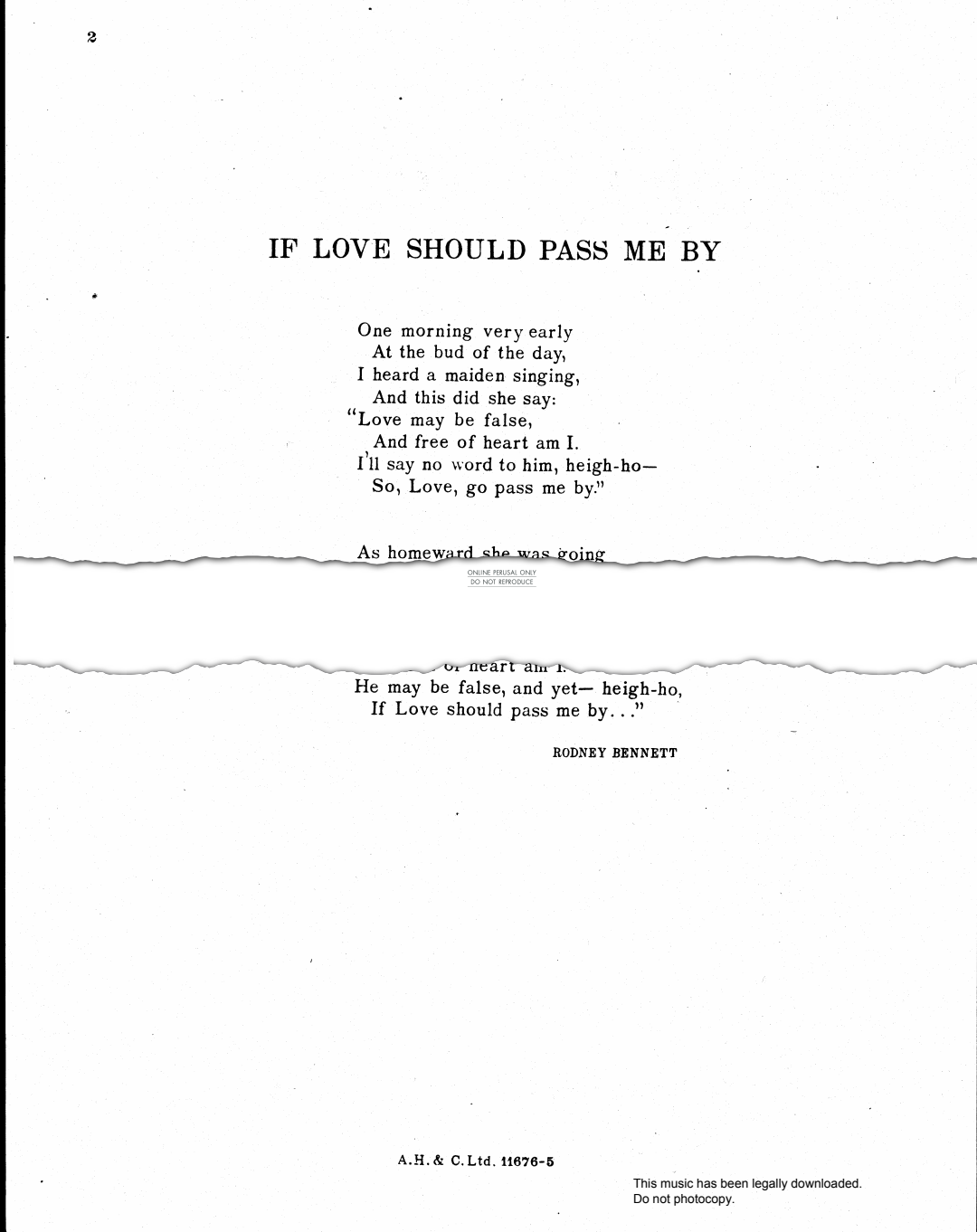 Product gallery: Page 1 of 1 If Love Should Pass Me By, Roger Quilter