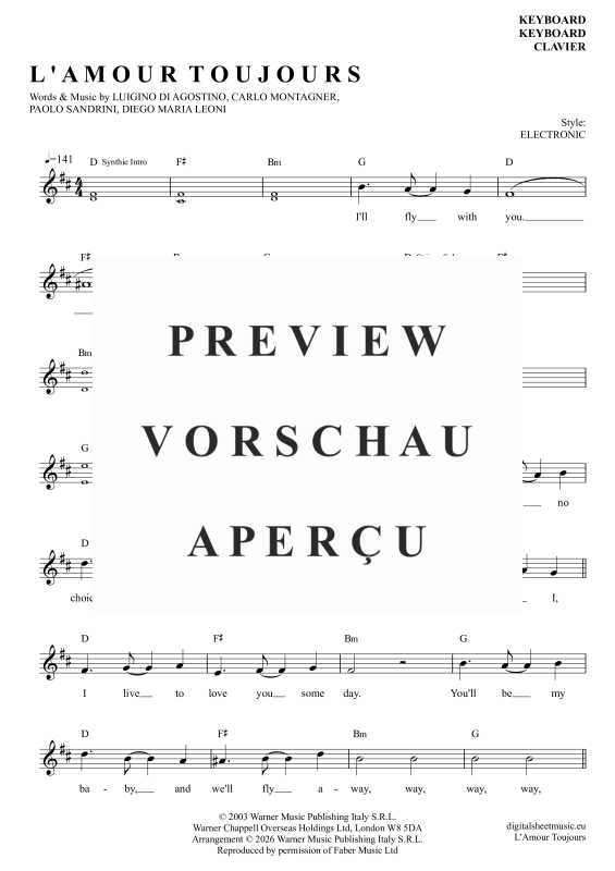 Produktgalerie: Seite 2 von 6 L'Amour Toujours, Gigi D'Agostino, Keyboard