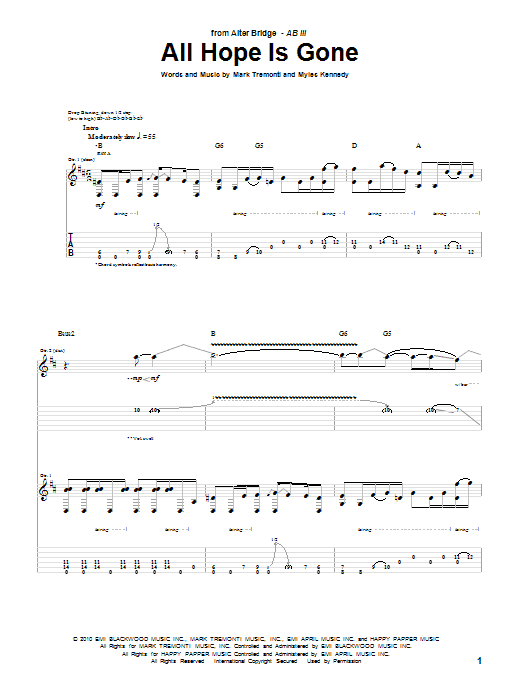 Produktgalerie: Seite 1 von 1 All Hope Is Gone, Alter Bridge, Gitarre