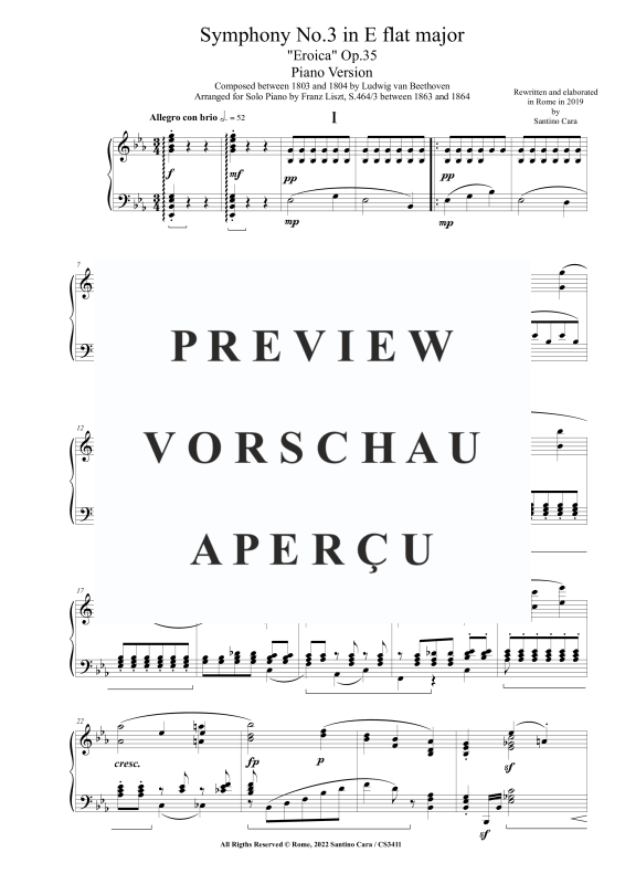 Produktgalerie: Seite 2 von 11 Symphony No.3 in E flat major ´Eroica´ Op.55 - Piano Version (Arr.Liszt), , Klavier Solo