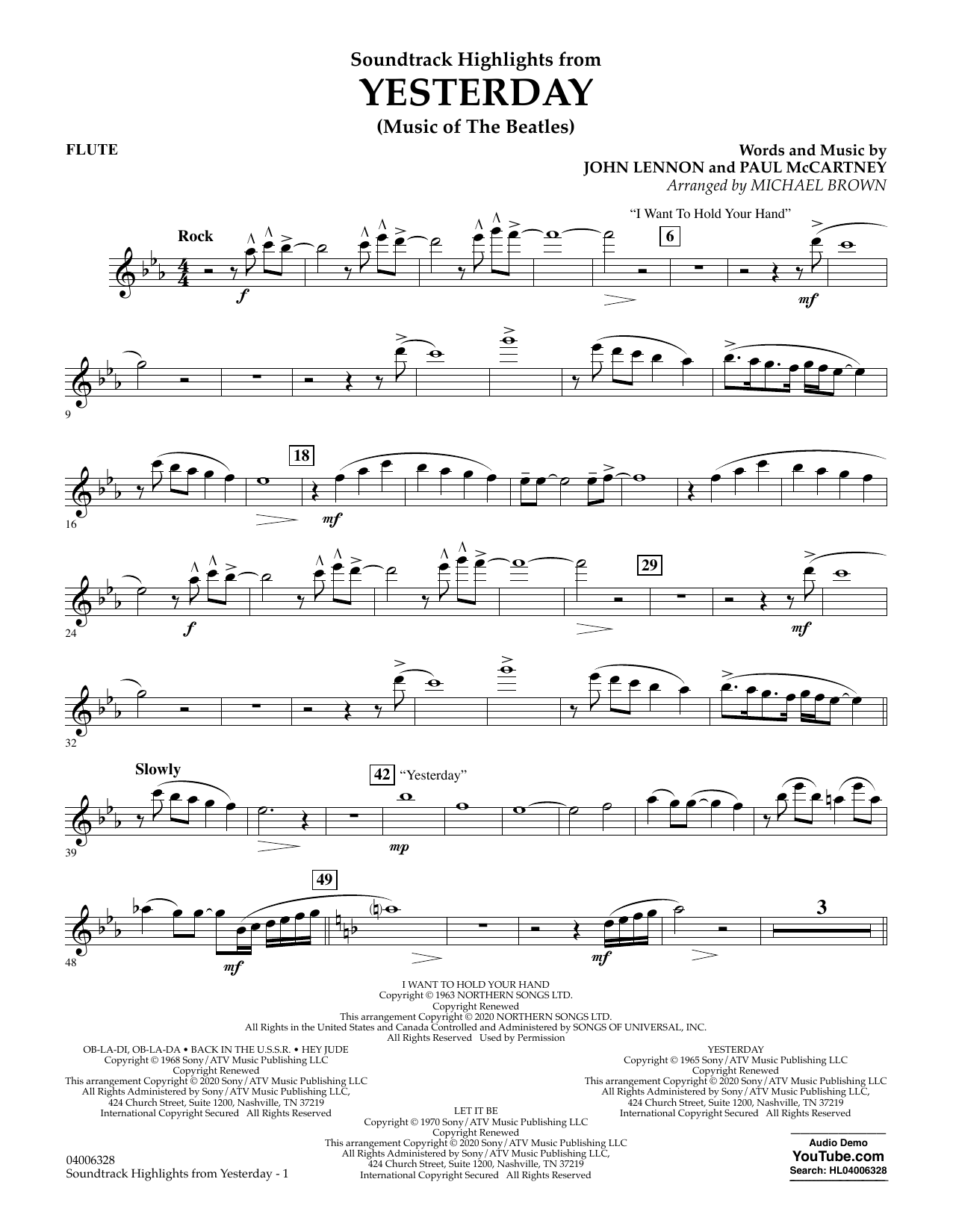 Produktgalerie: Seite 1 von 1 Highlights from Yesterday (Music Of The Beatles) (arr. Michael Brown) - Flute, The Beatles, Ensemble