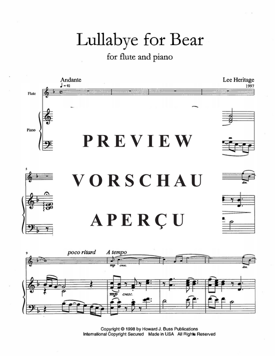Product gallery: Page 4 of 9 Lullabye for Bear , , (flute and piano)