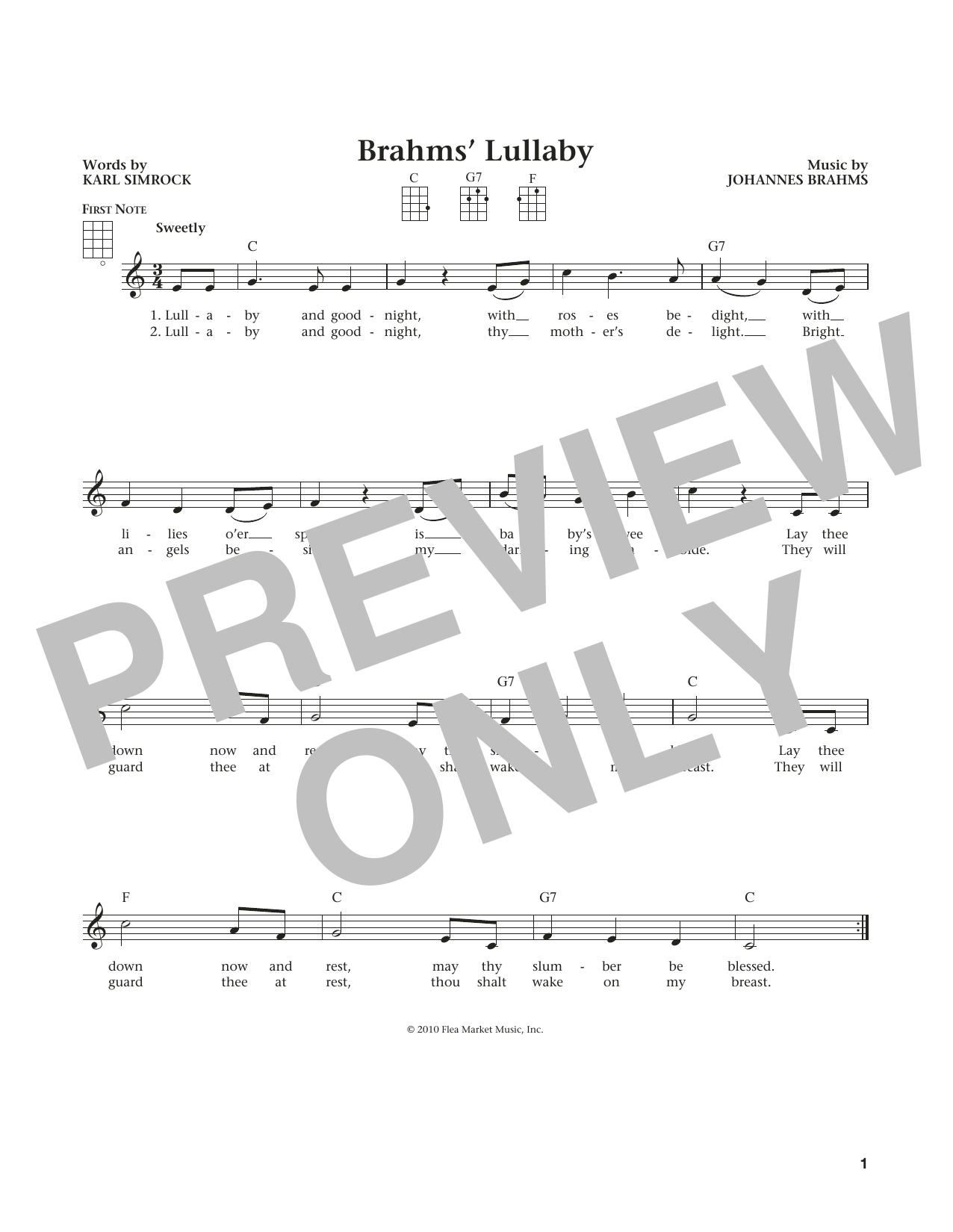 Produktgalerie: Seite 1 von 1 Lullaby (Cradle Song) (from The Daily Ukulele) (arr. Liz and Jim Beloff), Johannes Brahms, Ukulele