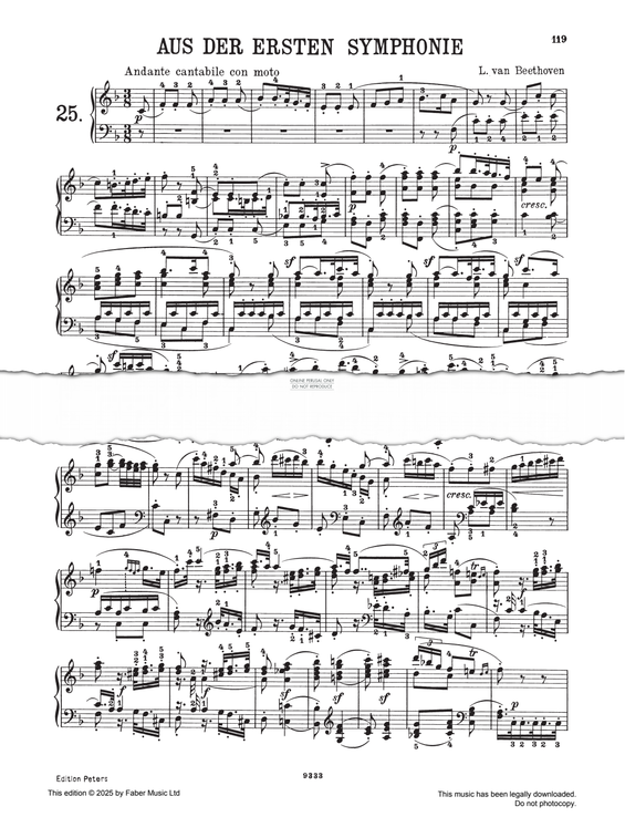 Produktgalerie: Seite 1 von 1 Andante from- Symphony No.1 op.21, Ludwig van Beethoven, Klavier