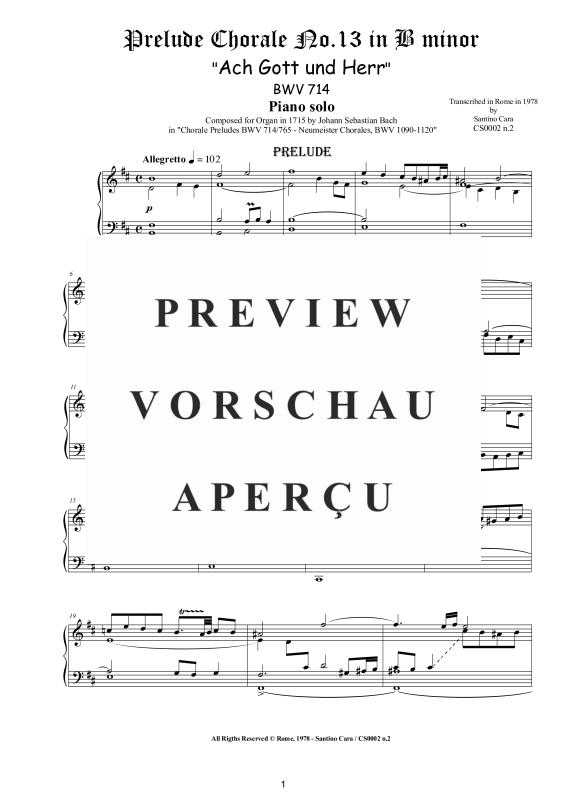 Produktgalerie: Seite 2 von 4 Präludium Choral Nr. 13 (Ach Gott und Herr) BWV 714, , Klavier Solo