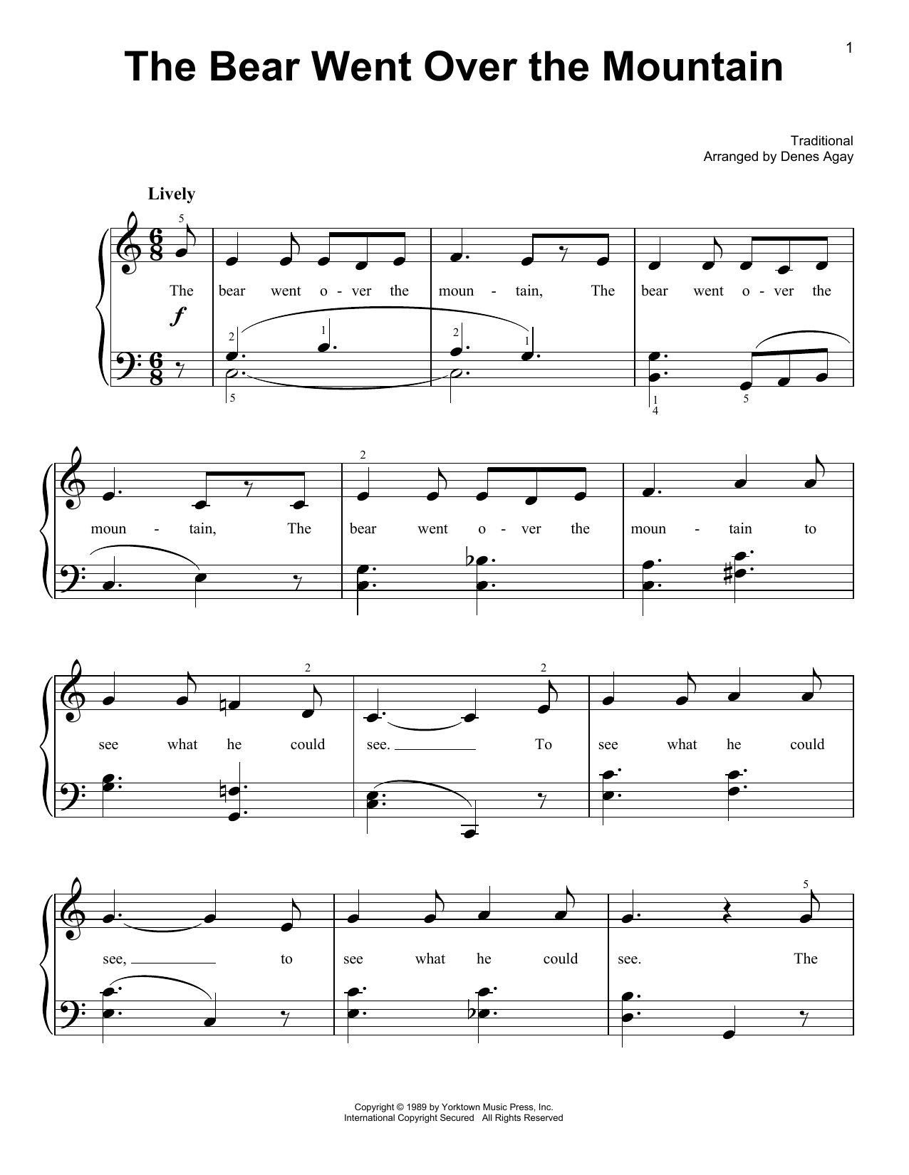 Product picture to: The Bear Went Over The Mountain (arr. Denes Agay)