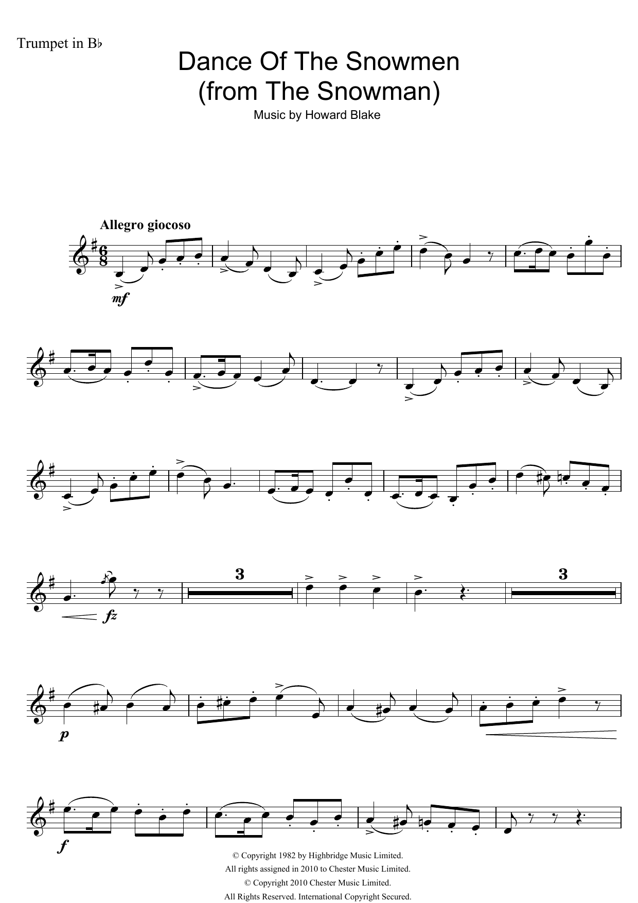 Produktgalerie: Seite 1 von 1 Dance Of The Snowmen (from The Snowman), Howard Blake, Trompete