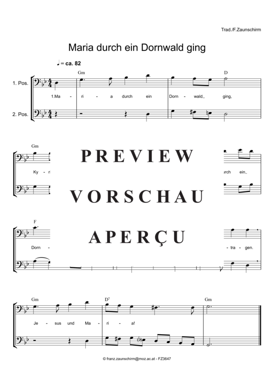 gallery: Maria durch ein Dornwald ging , , (Duett 2x Posaune)