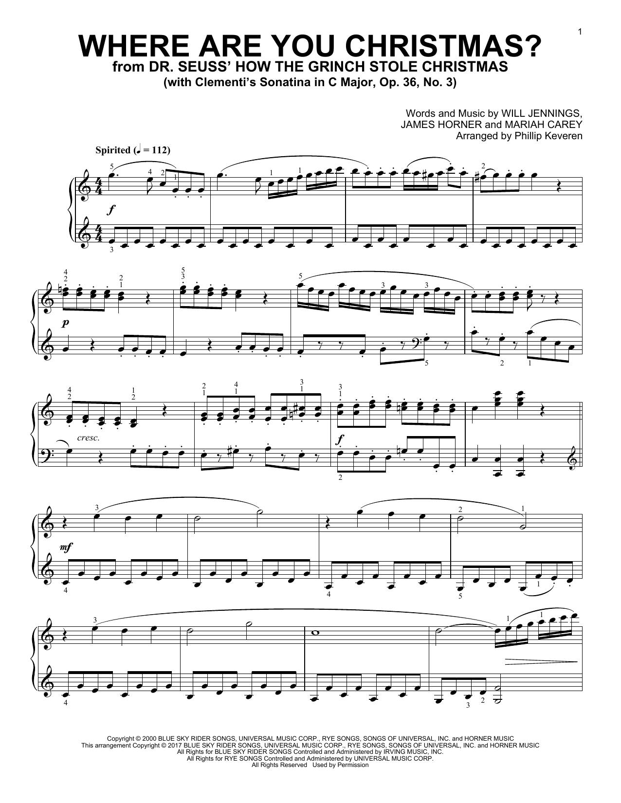 Product gallery: Page 1 of 1 Where Are You Christmas? [Classical version] (arr. Phillip Keveren), Faith Hill