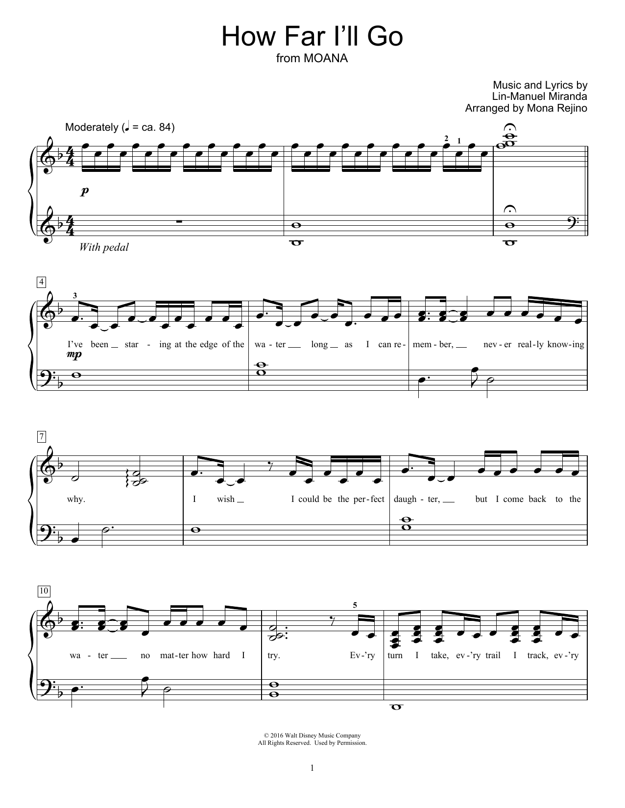 Product picture to: How Far I'll Go (from Moana) (arr. Mona Rejino)