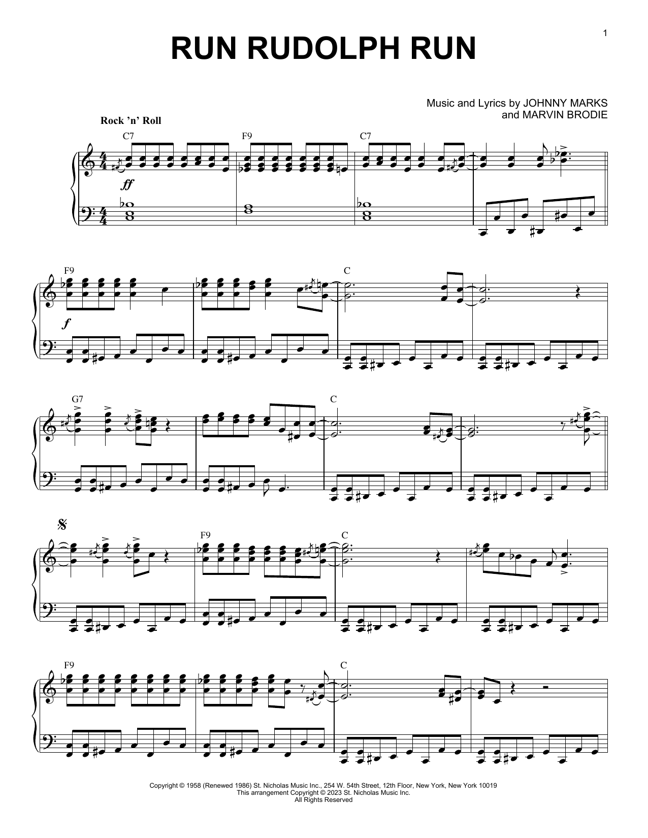 Product picture to: Run Rudolph Run [Boogie Woogie version] (arr. Brent Edstrom)