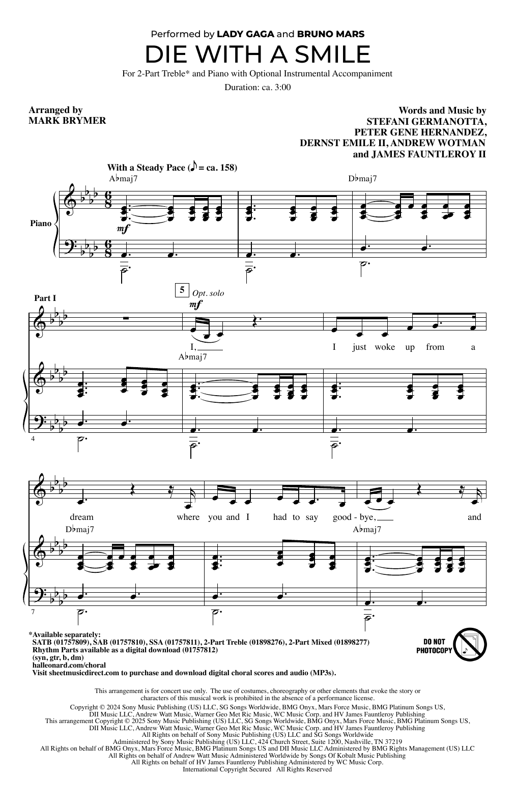 Produktbild zu: Die With A Smile (arr. Mark Brymer)