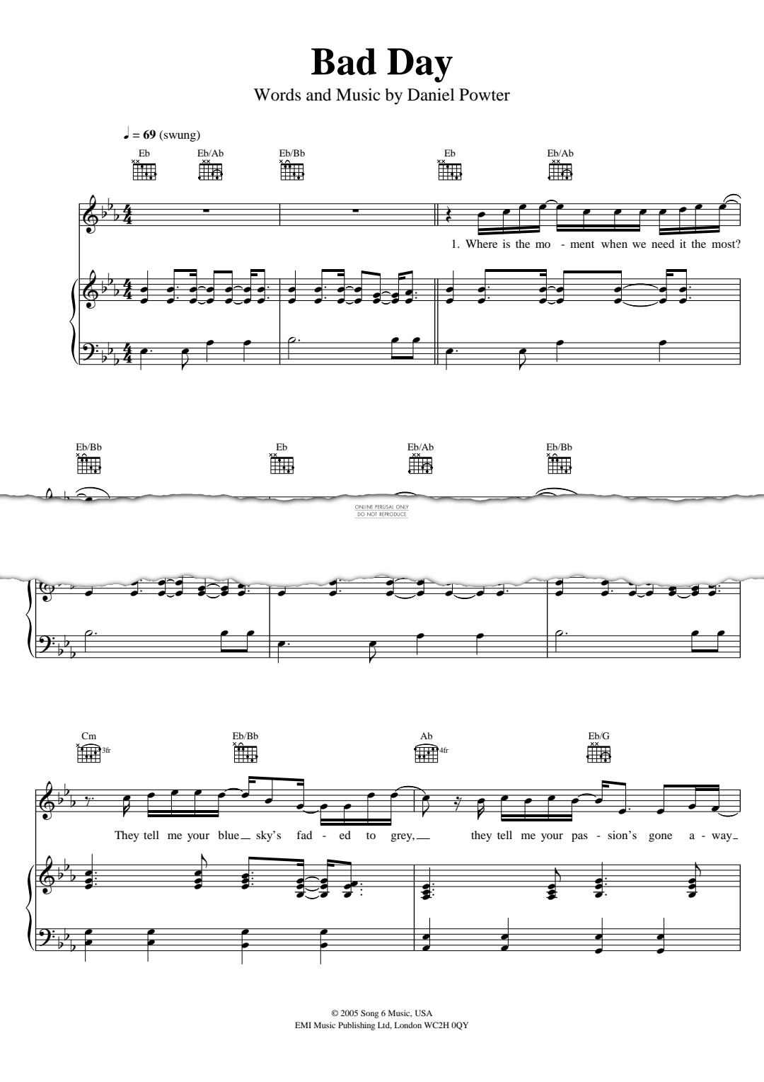 Produktgalerie: Seite 1 von 1 Bad Day, Daniel Powter, Gesang, Gitarre, Klavier