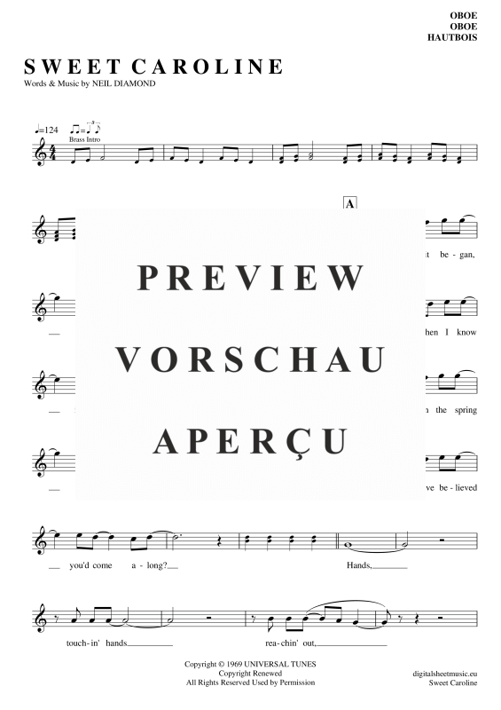 Produktgalerie: Seite 2 von 4 Sweet Caroline, Diamond, Neil, (Oboe)