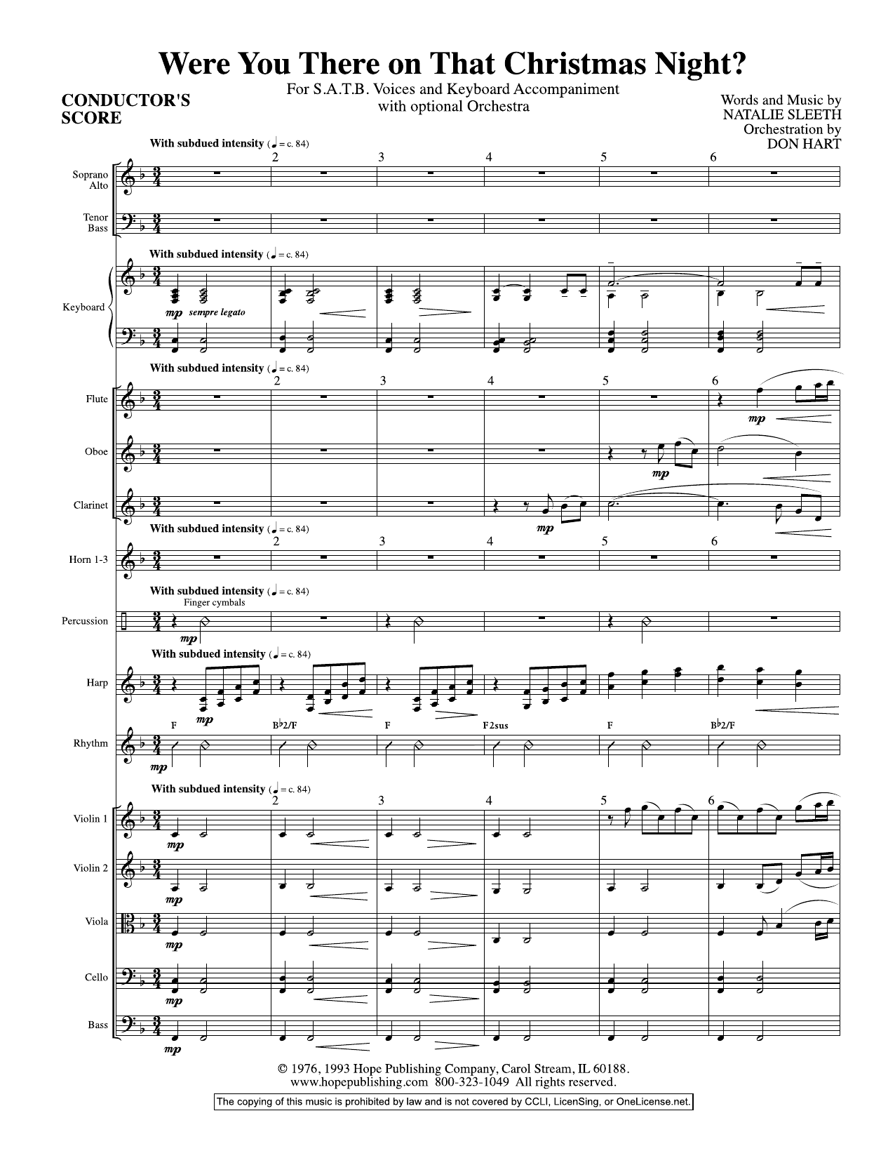 Product picture to: Were You There On That Christmas Night? (arr. Don Hart) - Full Score