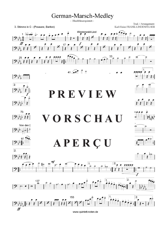 Produktgalerie: Seite 15 von 21 German-Marsch-Medley , Blasorchester Fatamo, (Blechbläser Quintett flexible Besetzung)