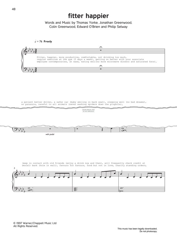 Produktgalerie: Seite 1 von 1 Fitter Happier, Radiohead, Gesang, Klavier