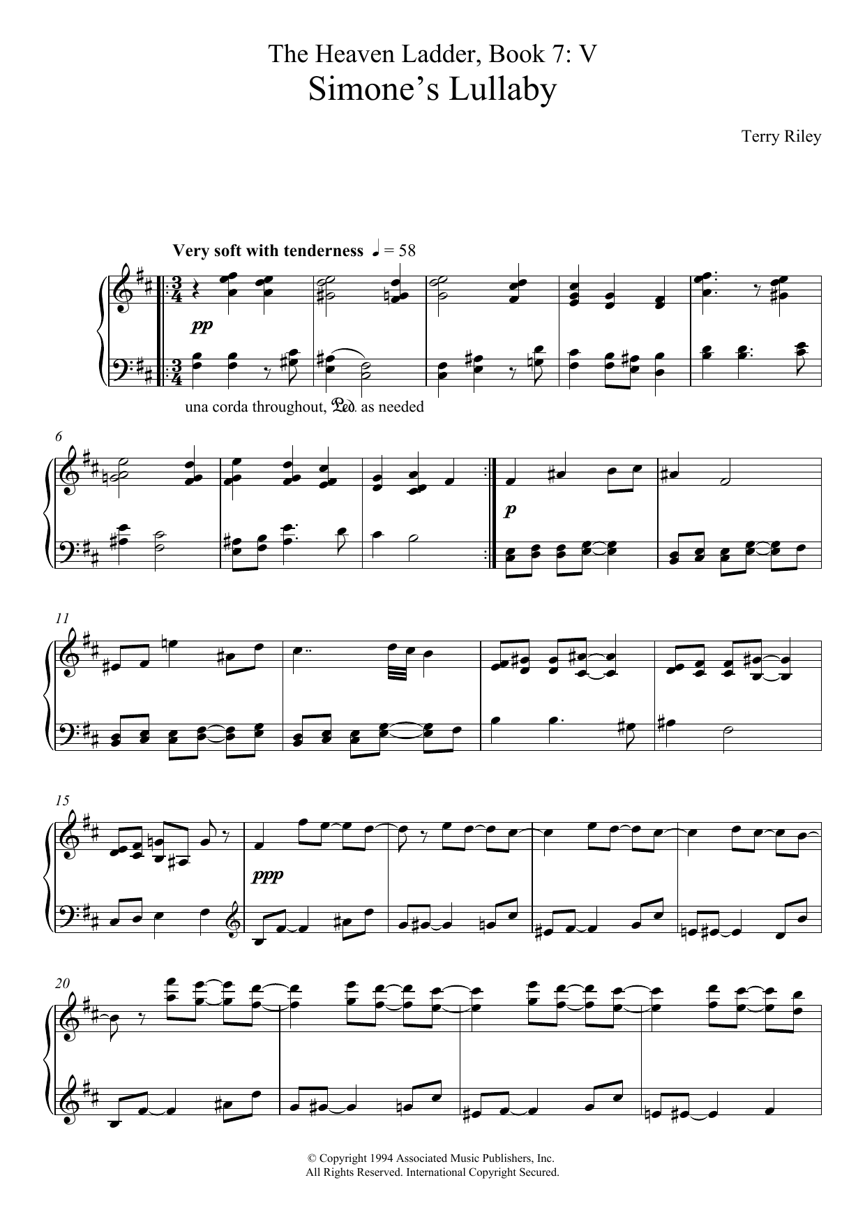 Product gallery: Page 1 of 1 Simone's Lullaby (No.5 From The Heaven Ladder Book 7), Terry Riley