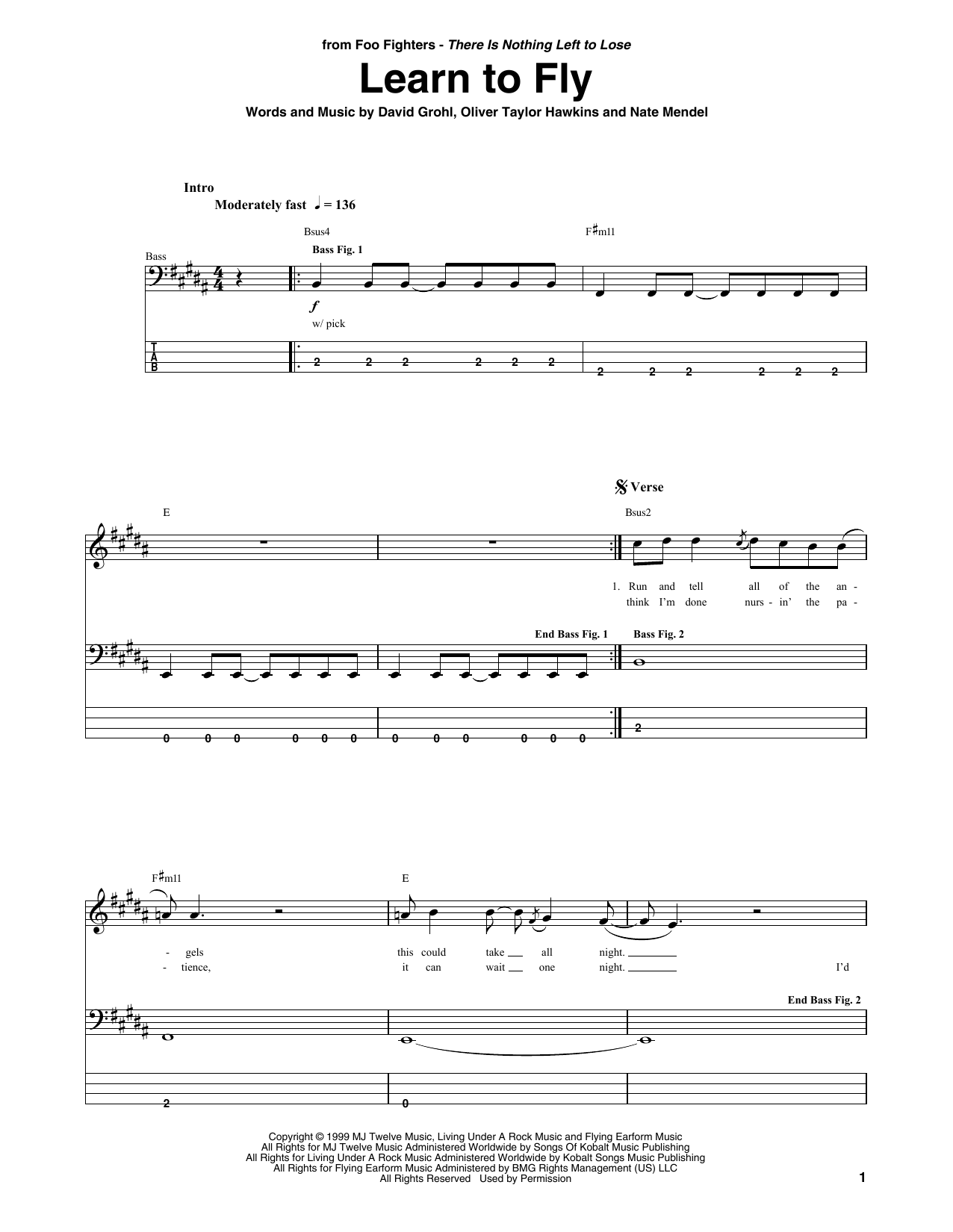Produktgalerie: Seite 1 von 1 Learn To Fly, Foo Fighters, E-Bass