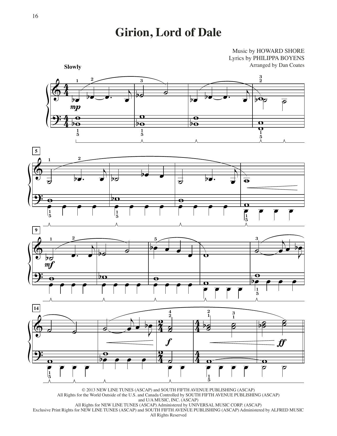 Product picture to: Girion, Lord Of Dale (from The Hobbit: The Desolation of Smaug) (arr. Dan Coates)