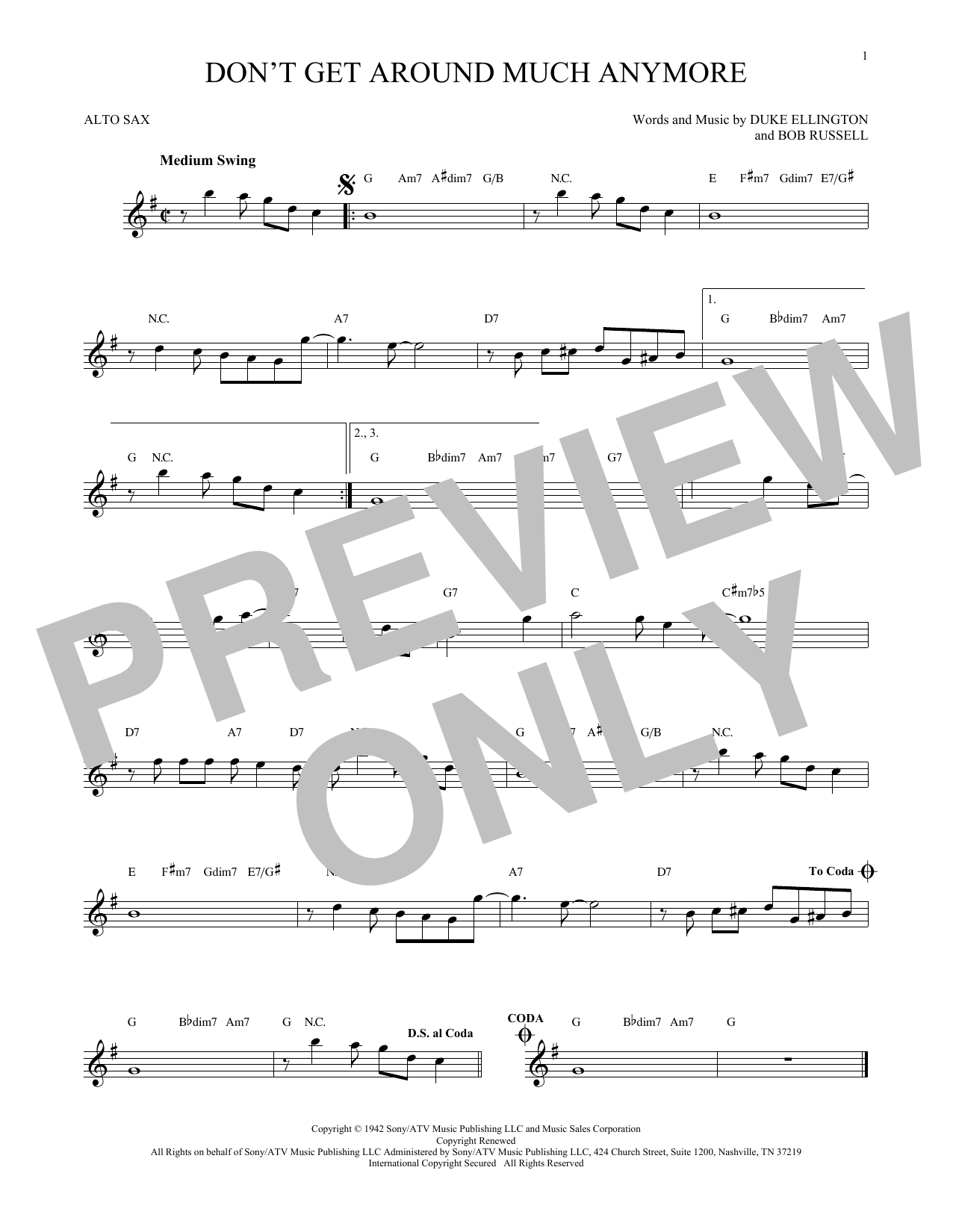 Product gallery: Page 1 of 1 Don't Get Around Much Anymore, Duke Ellington