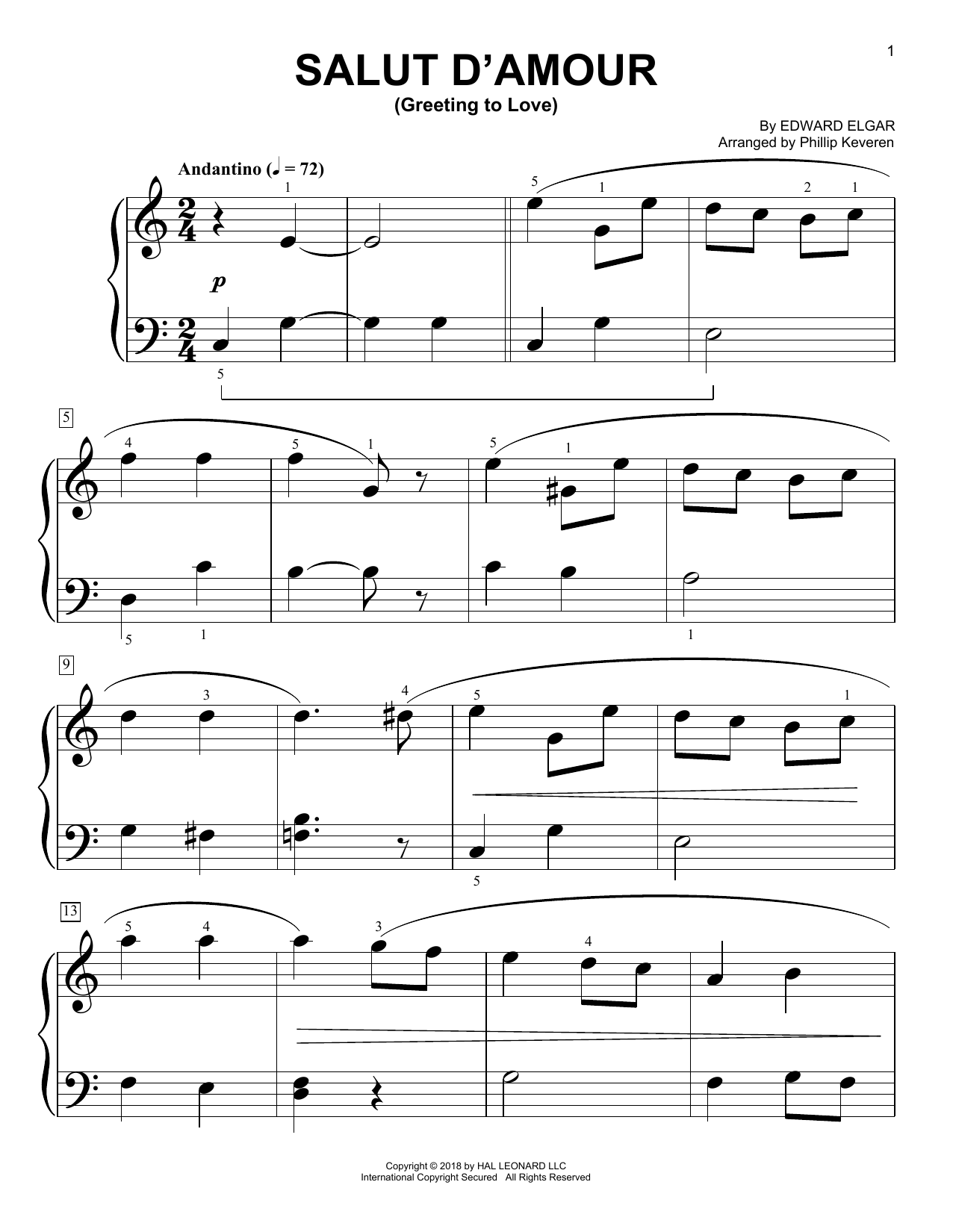 Product picture to: Salut D'amour (Greeting To Love) (arr. Phillip Keveren)