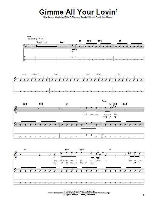 Produktgalerie: Seite 1 von 1 Gimme All Your Lovin', ZZ Top, E-Bass