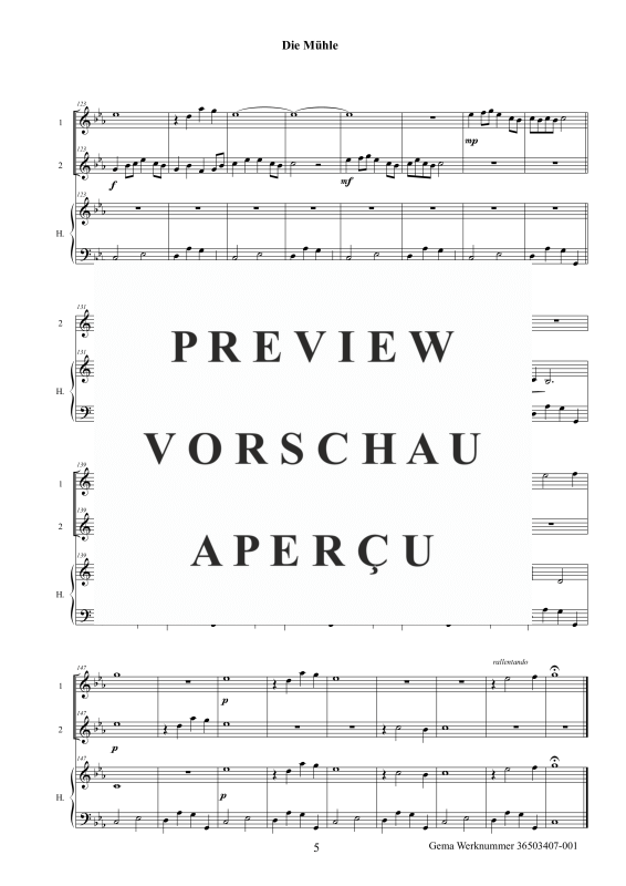 gallery: Die Mühle, , (Trio for 2x alto flute / transverse flute / violin and hook or pedal harp / piano)