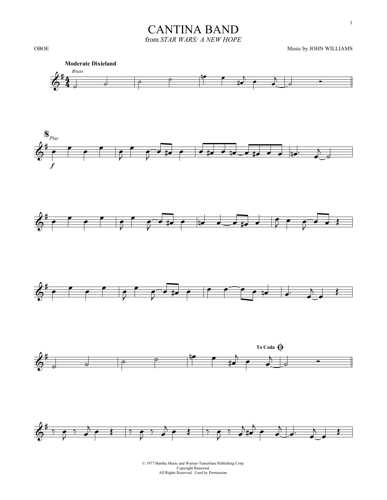 Produktgalerie: Seite 1 von 1 Cantina Band (from Star Wars: A New Hope), John Williams, Oboe