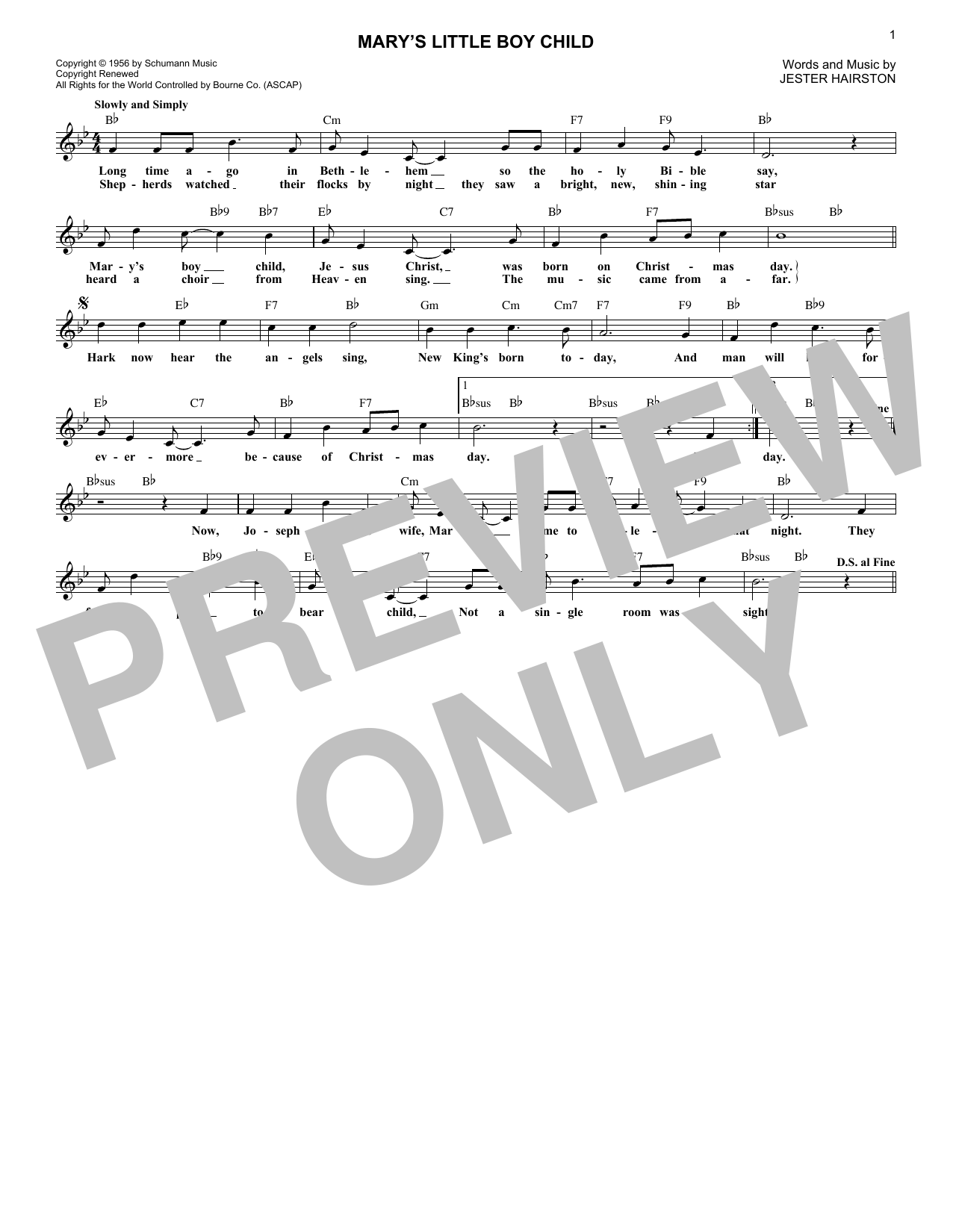 Product gallery: Page 1 of 1 Mary's Little Boy Child, Jester Hairston
