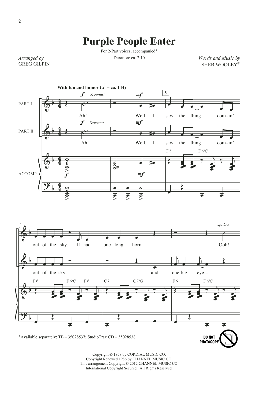 Produktbild zu: Purple People Eater (arr. Greg Gilpin)