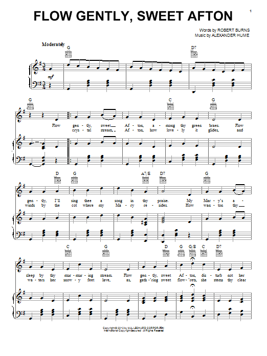 Produktgalerie: Seite 1 von 1 Flow Gently, Sweet Afton, Robert Burns, Gesang, Gitarre, Klavier
