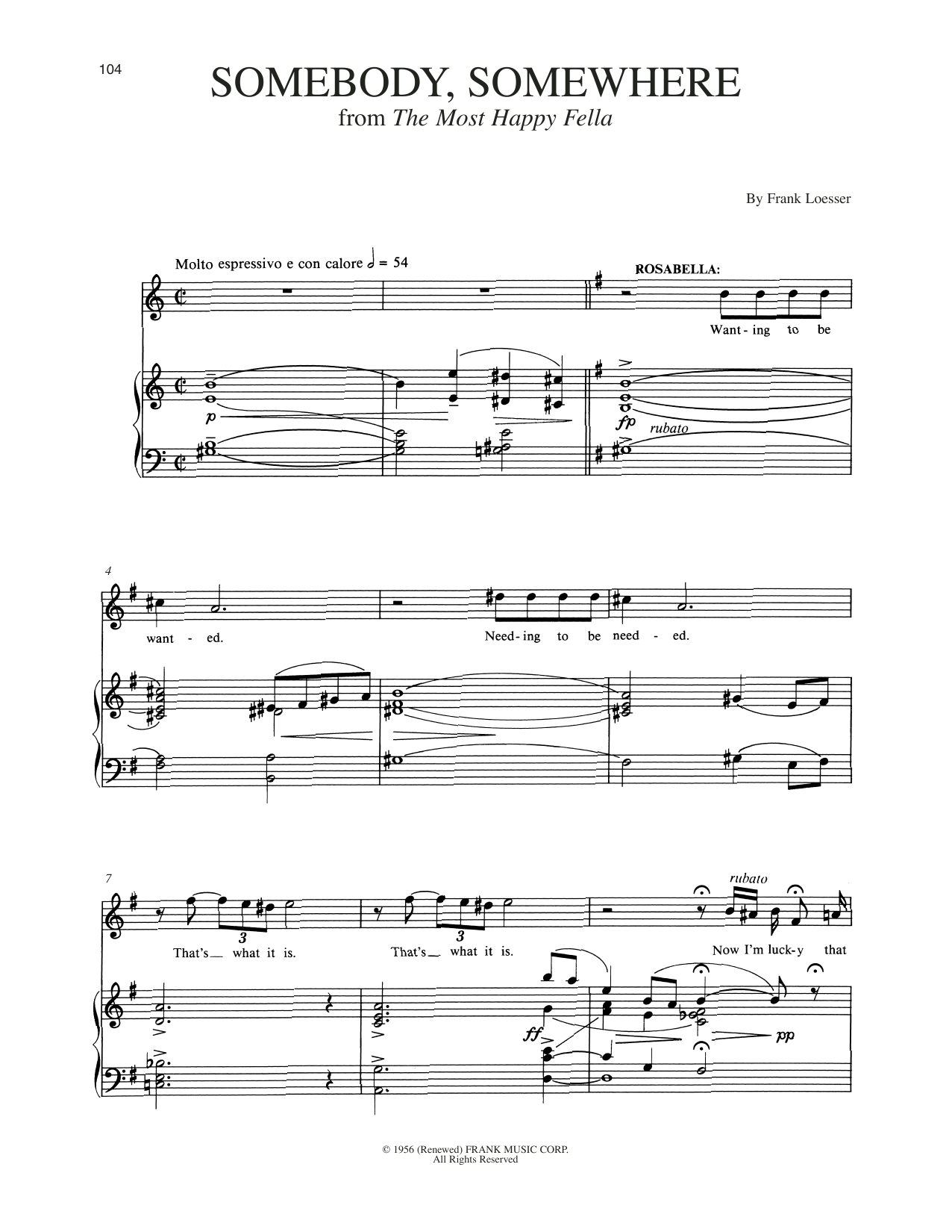 Produktbild zu: Somebody, Somewhere (from The Most Happy Fella)