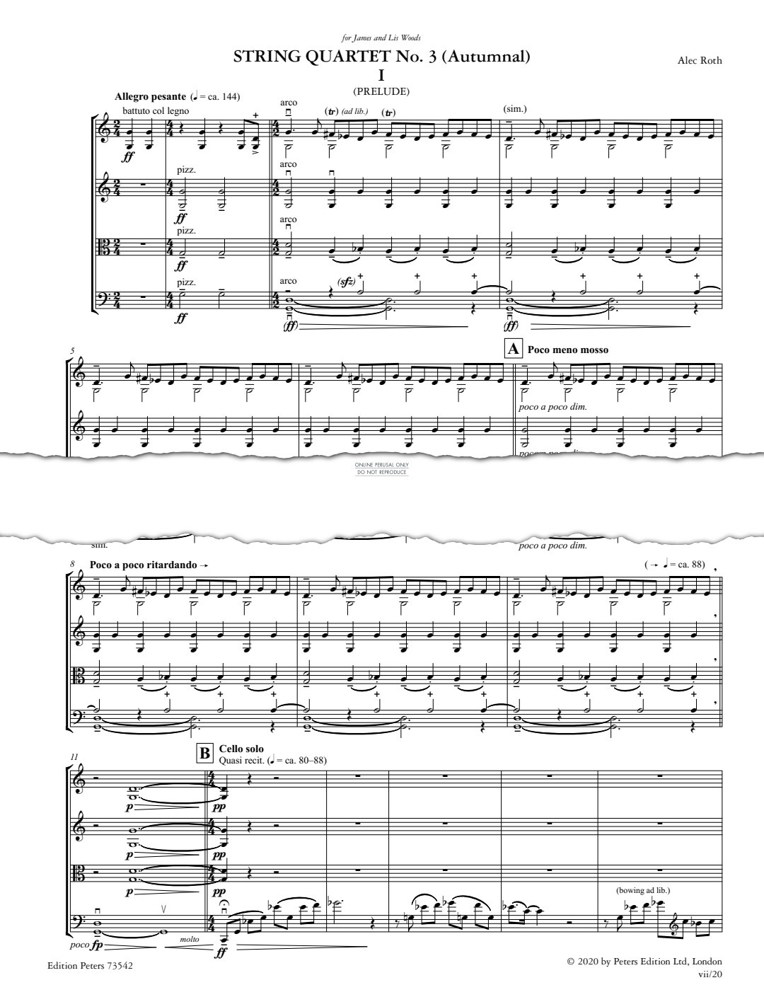 Produktbild zu: String Quartet No. 3 (Autumnal) Score & Parts