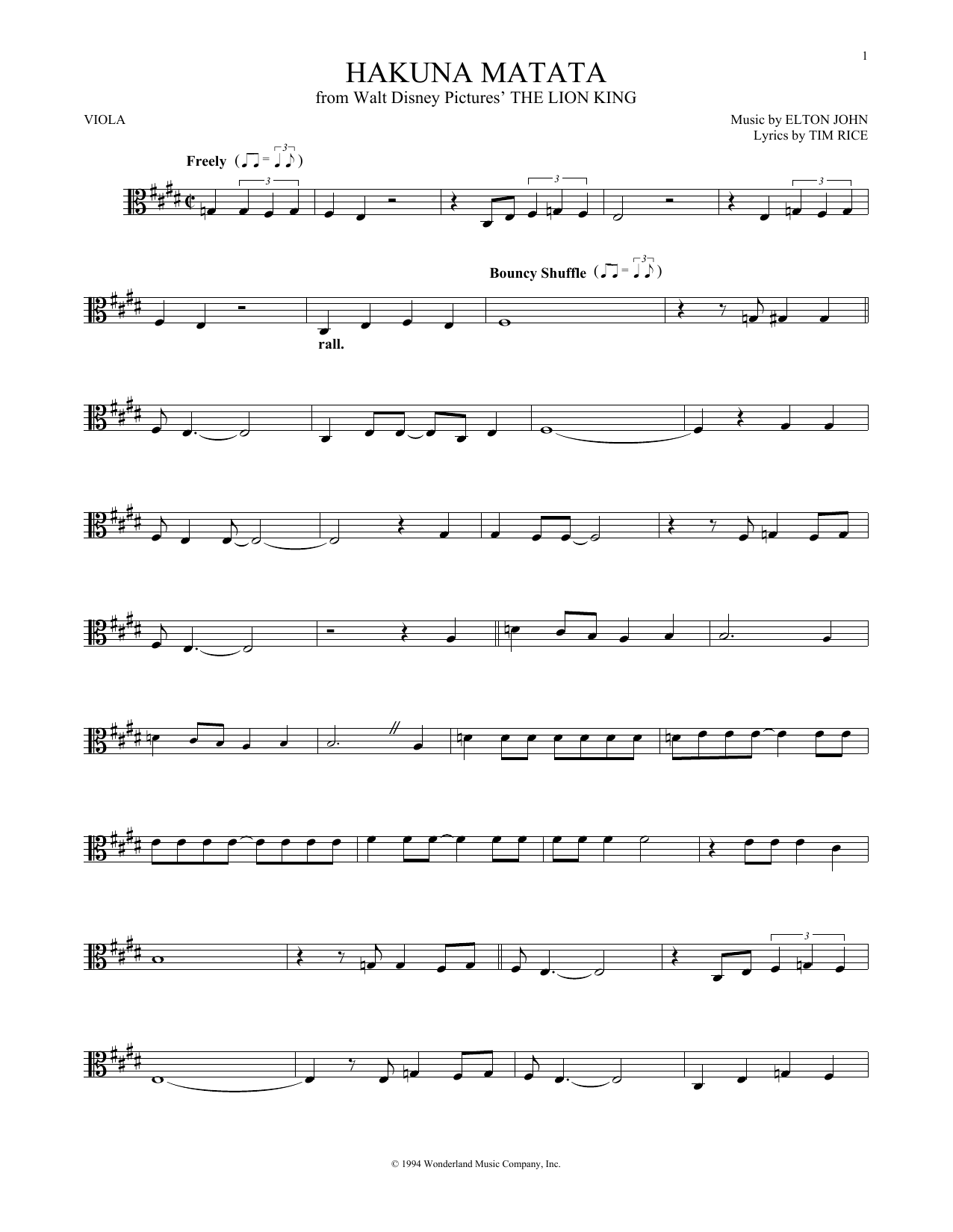 Product gallery: Page 1 of 1 Hakuna Matata (from The Lion King), Elton John