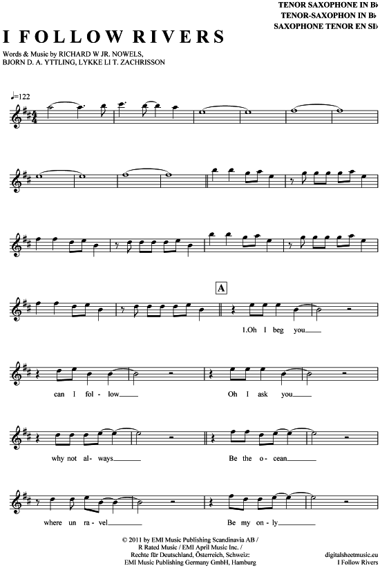 Product gallery: Page 1 of 4 I follow rivers , Lykke Li, Tenor Saxophone