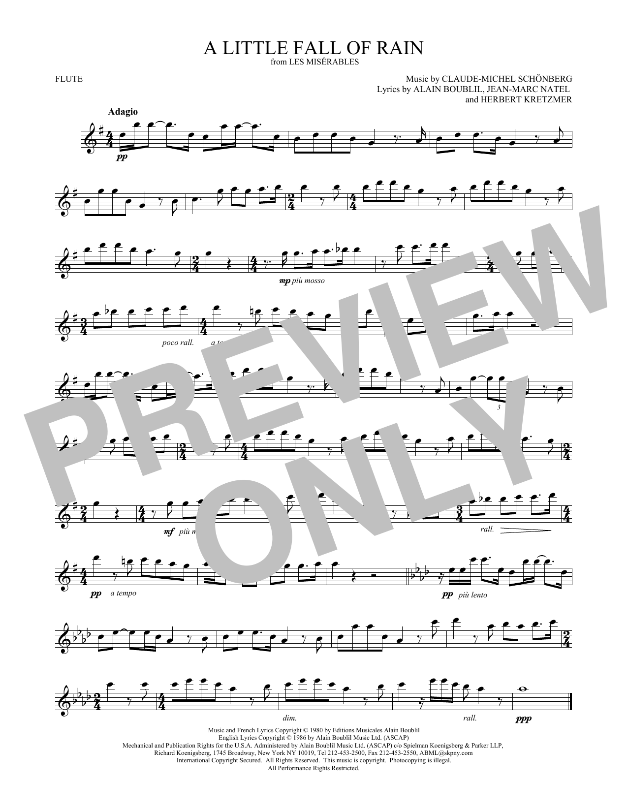 Product gallery: Page 1 of 1 A Little Fall Of Rain, Claude-Michel Schönberg