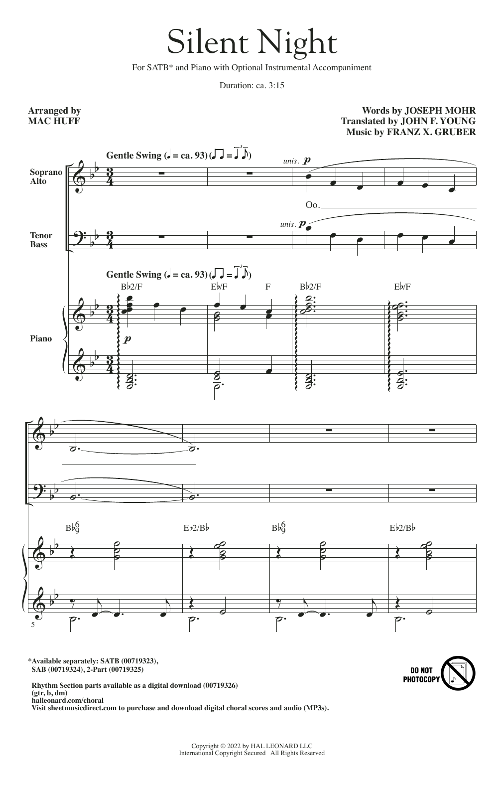 Produktgalerie: Seite 1 von 1 Silent Night (arr. Mac Huff), Franz X. Gruber, Chor