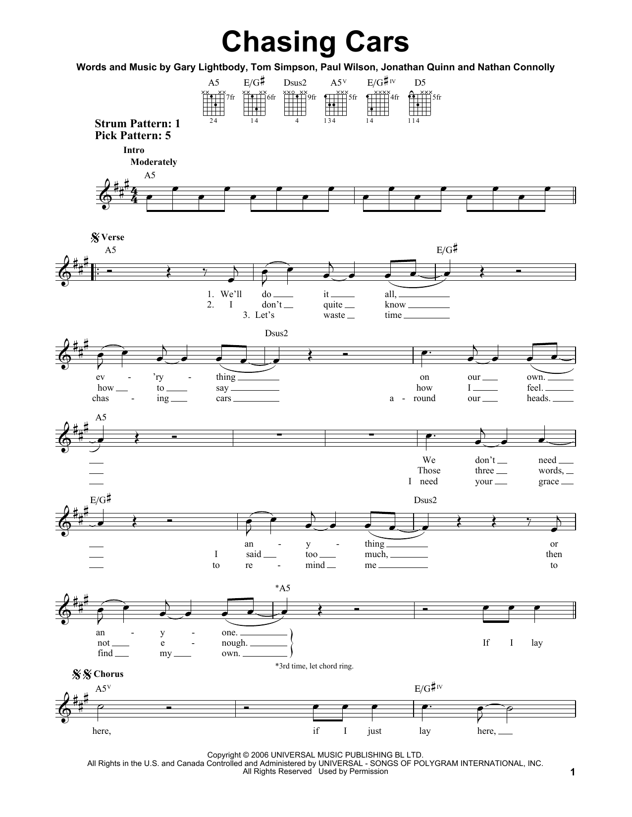 Produktgalerie: Seite 1 von 1 Chasing Cars, Snow Patrol, Gitarre