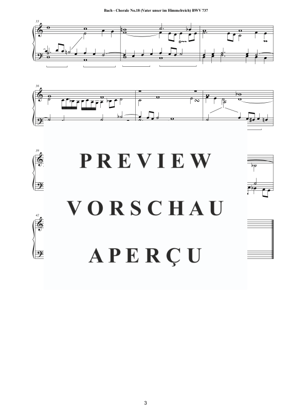 Produktgalerie: Seite 4 von 4 Choral No.18 dorisch (Vater unser im Himmelreich) BWV 737, , Klavier Solo