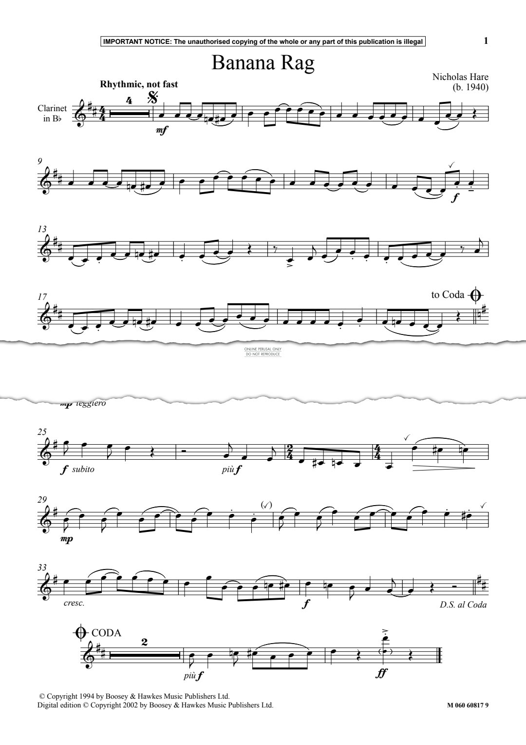 Produktgalerie: Seite 1 von 1 Banana Rag, Nicholas Hare, Klarinette